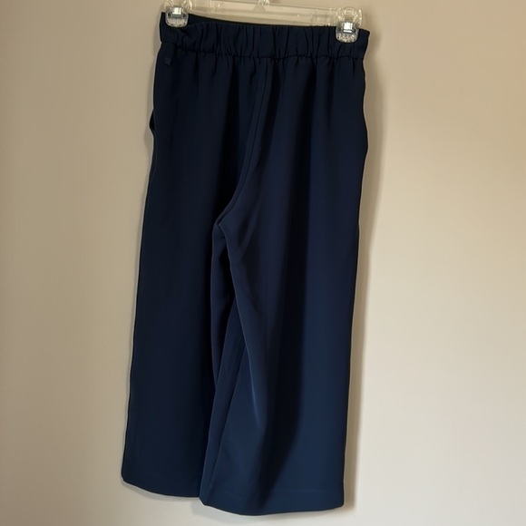 Lululemon Noir Crop Pant Navy Wide Leg High Rise Belted Tie Waist Capri Sz 4 - Picture 5 of 15